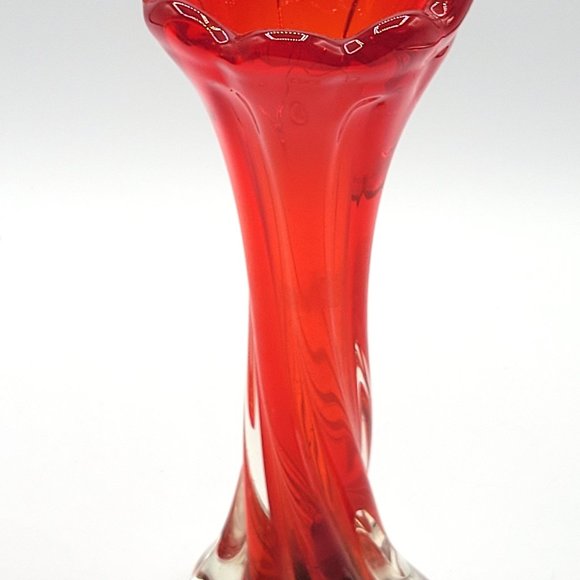 Ruby Red & Clear Hand-blown Vase - Picture 2 of 7